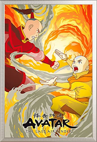 empireposter Avatar - Aang vs Zuko - Filmposter Kino Movie TV-Serie - Grösse 61x91,5 cm + Wechselrahmen, Shinsuke® Maxi Aluminium Silber, Acryl-Scheibe