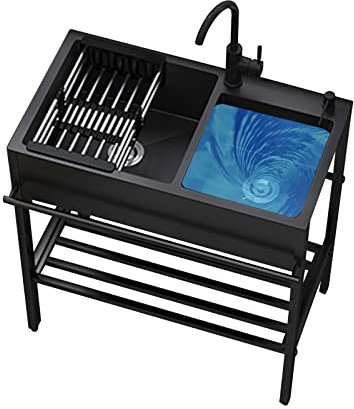 Fregadero Portatil Camping, Mueble Fregadero, Pila Lavadero, Lavadero Pila Exterior Comercial Industrial, Pila de Lavar, con Grifo de Agua fría y Caliente, para Cocina, Garaje, Restaurante