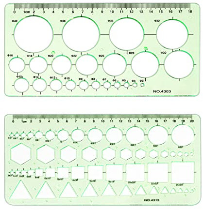 TSLRSA Kreisschablone -2Pcs technisches zeichnen lochschablone elektro schablone radienschablonen schablone elektrotechnik(blau)