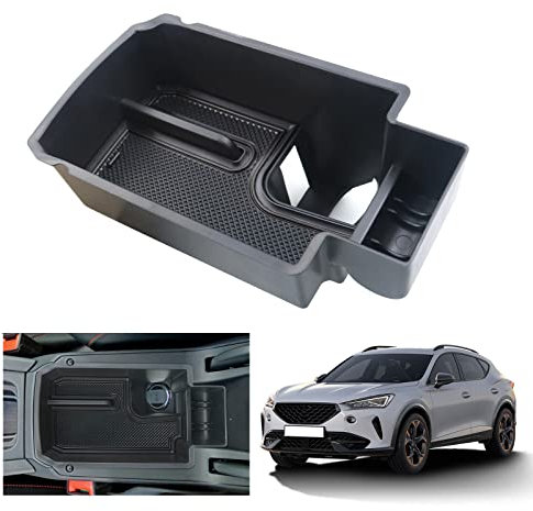 GAFAT Seat Leon MK4 | Cuprα Formentor 2020-2024 2025 Armlehne Organizer, Neu Seat Leon 4 KL ST FR Formentor VZ Facelift Mittelkonsole Aufbewahrungsbox Tray Mittelarmlehne Handschuhfach (Schwarz2)