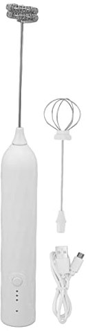 Petit Batteur à œufs Domestique, Mini Mélangeur Multifonctionnel, Agitateur électrique Portatif, Fabricant de Mousse, Fouet sans Fil, Mousseur à café au Lait pour Cuisinier de (Blanc)