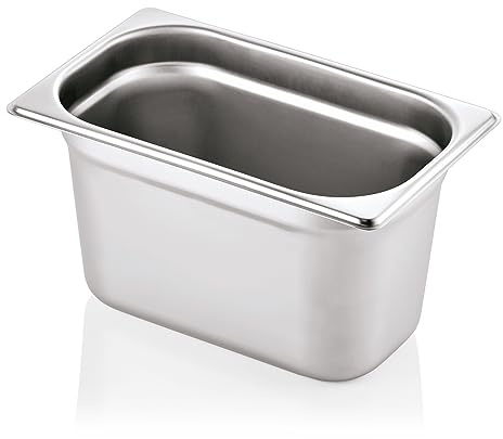 Morleos GN 1/4 150 mm - 4 Liter Gastronormbehälter aus rostfreiem Edelstahl 265 x 162 mm | stapelbar & rostfreier GN Behälter | Gastronomie-, Event- & Catering Zubehör aus robusten 0,7 mm Stahl |