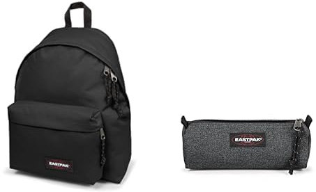 EASTPAK PADDED PAK'R Mochila, 27 L, Black (Negro) & BENCHMARK Single Estuche, 27 L, Black Denim (Gris)