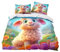 Cartoon Schaf Muster Kinder Bettwäsche 90x200cm, Cartoon Sheep Bettbezug Mit 1 Kissenbezug 80 X 80cm, Mikrofaser,2-Teiliges Set (A1,135x200 cm + 80x80 cm)