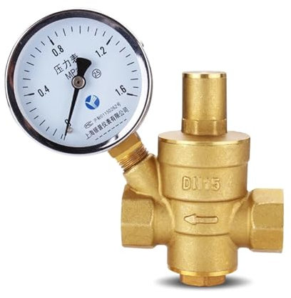Druckminderer Wasser G 1/2 3/4 1 2 Messing Wasserdruckminderer-Halteventil DN15/DN20/DN25/DN32 Regler Einstellbares Überdruckventil Manometer Wasserdruckregler (Size : DN20, Color : Without Gaug