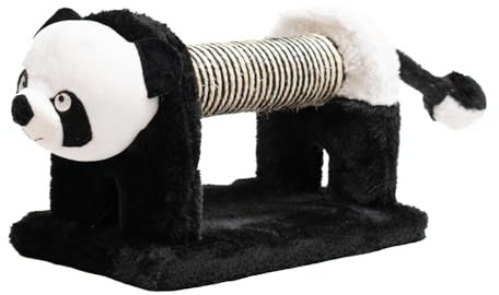 Rascador de sisal y Peluche para Gatitos con Forma de Panda, Material Resistente para la diversión de tu Gato, Medidas 56 x 18 x 18 cm