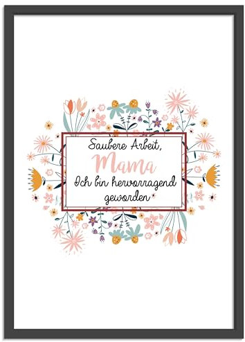 OWLBOOK® Muttertagsgeschenk Bild | Muttertagsgeschenke für Mama Geschenk Muttertag Bild | Geschenk für Frauen zum Geburtstag | Saubere Arbeit Mama | Papier