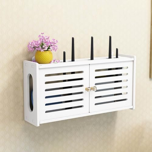 EasyByMall 1 x WiFi-Router-Aufbewahrungsbox, wandmontierte Aufbewahrung, kabelloses Router-Regal, Wandmontage, Dekoration für Wohnzimmer, Heimbüro (F)