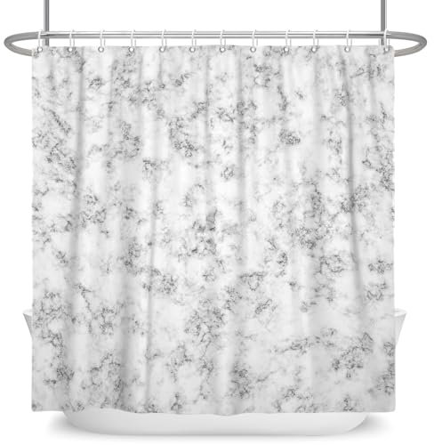 ASDCXZ Marmor Duschvorhang Grau 180x180 cm, Modern Abstrakt Natürlich Grau Weiß Marmor Optik Textur Waschbar Bad Duschvorhänge Polyester Textil Wasserdicht Duschvorhang für Badewanne mit 12 Haken