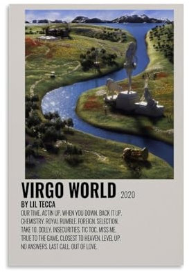 KKPLMM Lil Tecca Virgo World 2020 Poster, dekoratives Gemälde, Leinwand, Wandposter und Kunstdruck, moderne Familienschlafzimmer-Dekoration, Poster, 40 x 60 cm
