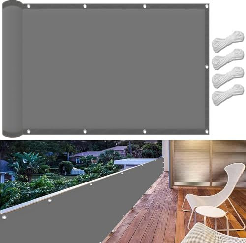 Sonnensegel für Gartenpavillon Sunset Deluxe 185 x 900 cm,Wasserabweisend Sonnenschutz Windschutz mit 98% Uv Schutz, Schattiernetz Gewächshaus Sonnenschutz Netz,Für Balkon Garten, Hellgrau