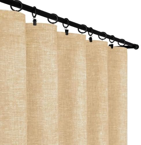 Voppi Vorhang Frosch Sicherheitsnadel oder Tunnel 140 x 230 cm beige halbdunkler Stoffvorhang in Leinen-Optik universal Kräuselband schöne Dekoration für den Boho Look