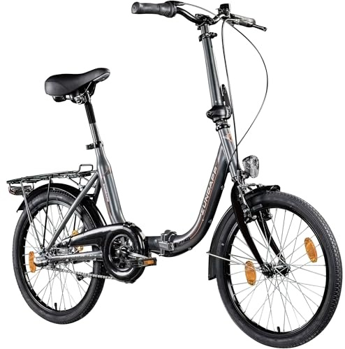 ZÜNDAPP ZF40 Klappfahrrad Erwachsene 20 Zoll Fahrrad 3 Gang Klapprad Damen Herren City Bike Faltrad Fahrrad tiefer Einstieg Folding Bike Unisex (grau, 35,5)