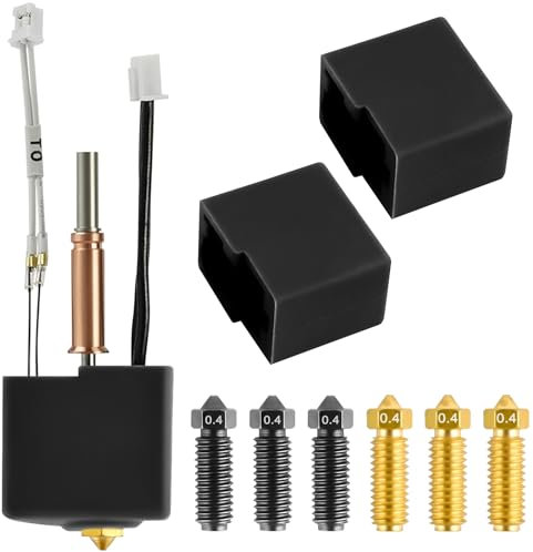 YCCOKJJ Kobra 3 Hotend 3D Drucker Extruder Hotend Kit, V5 J-Head Hotend mit Extra 0.4MM Düse(3 Gehärtetem Stahl + 3 Messing Düse) und 2 Heizblock Silikon Abdeckung für Kobra 3, Kobra 3 Combo