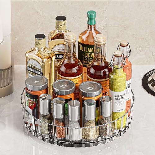 TAIHE Drehteller Organizer, 360° Drehteller Kühlschrank, Küchen Gewürzhalter, 21cm Durchmesser, Kunststoff