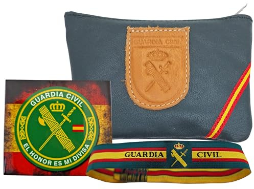 Monedero de Fuerzas y Cuerpos de Seguridad del Estado o del Ejército Español. Monedero Artesanal Hecho en España. El Pack Incluye Accesorios como Llavero, Pulsera o Imán. (GC Verde Oscuro)