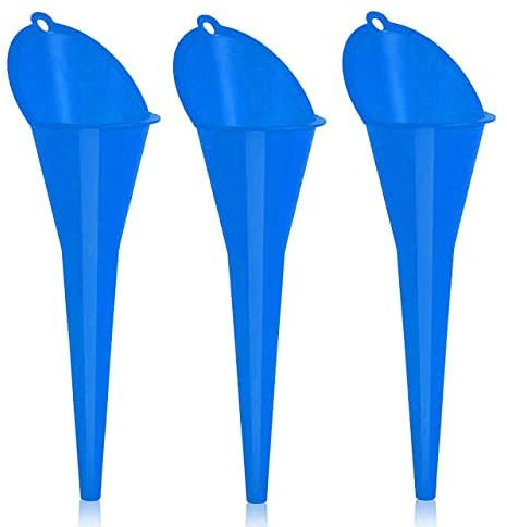 Automotive Oil Funnel - Round Kitchen Funnel for Filling Bottles, Jars & Containers - 12.0 Fluid Ounces, Oval, 3, Blue