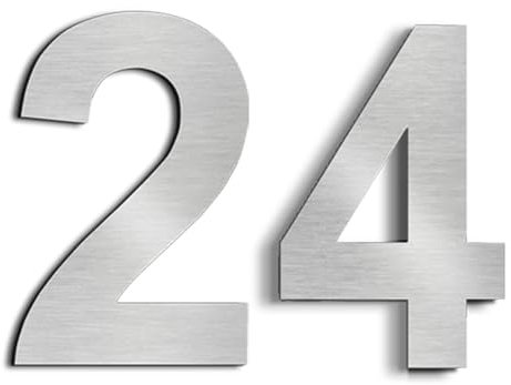 nanlyiau 2pc 3in Mailbox Numbers House Number Door number Stainless Steel House Numbers Adhesive number Made of solid 304 Stainless Steel silvery(3in number 24)