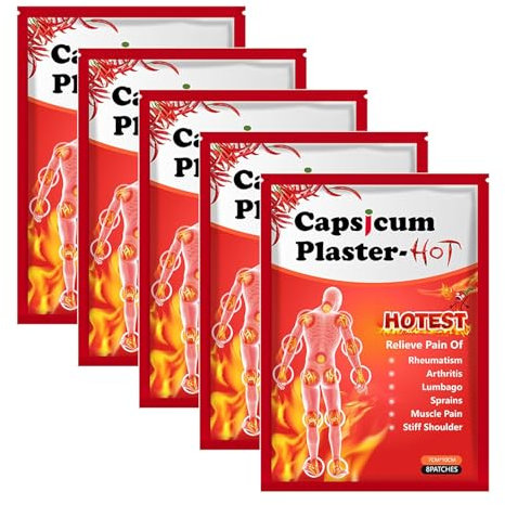 KOAHDE Parches para Aliviar el Dolor,Parches Térmicos de Capsaicina,Parche para Dolor Caliente para Rodilla,Parches Para El Dolor,Parches Termicos,Parches Calientes para Cuello y Hombro,40PC
