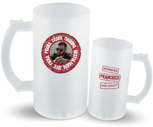 DEREGALOOS Jarra de Cerveza Personalizada con nombre. Jarra de Cristal Personalizada para bebidas frías. Regalos día del Padre. Detalles originales. (Crack)