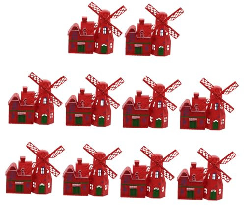HEMOTON 10stücke Mini-windmühlen-modellspielzeug Aus Kunststoff Hausstatuen- Miniaturgebäude Für Vintage-windmühlen-tischdekor Bauernhaus-Regal- Mikro-landschaftsgarten-zubehör