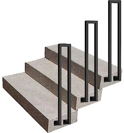 Schmiedeeisen il für 1 Schritt Außentreppe Wandmontage Garten Handlauf für Zement Beton und Holzstufen 3,3 ft/100 cm