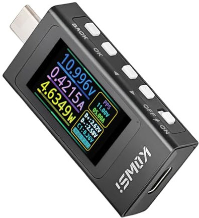 USB C Power Meter USB C Tester, 3-36V 0-12A PD3.1 QC4.0 PDO Decoding Hochpräzise Zwei-Wege-Messung Spannung Strom Kapazität Voltmeter Amperemeter Detektor Digital Tester Multimeter für Ladegerät Kabel