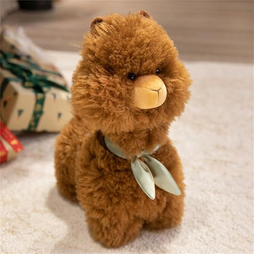 Ueiwffzo Alpaka Kuscheltier, Weiches Alpaka Plüschtier Lama Stofftier Plüschpuppe Plushies Kissen Spielzeug Neugeborenes Baby Geschenk Für Mädchen Jungen (22cm,Braun)