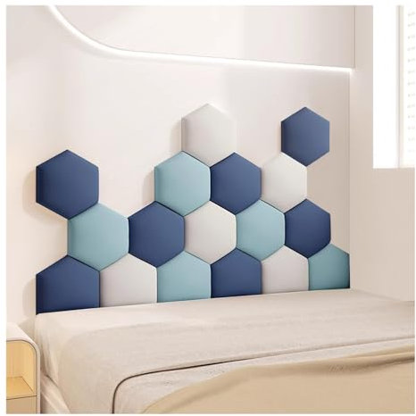 JNTFNE Rembourrage mural anti-collision pour enfants, décoration murale, panneau de tête de lit en tissu autocollant, panneaux muraux hexagonaux rembourrés 3D pour chambre à coucher, salle de jeux