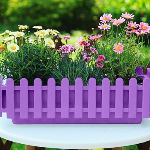 2 Stück Balkonkasten, Geländerkasten Balkon, Pflanzkübel, Blumenkübel, Blumenkasten, Geländer Blumentopf, Balkonkasten, für Garten Hydrokultur Gemüse, für Balkon Zaun Garten Heim Dekor (Lila)
