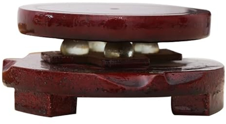 Healifty Wooden Rotating Display Stand Round Base Small Desk Pedestal for Mini Plant Pots Indoor Garden Decor and Craft Showcase