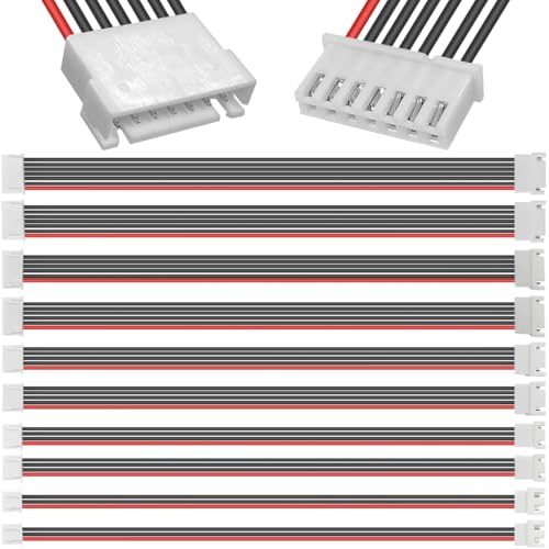 Xiatiaosann 10 Pcs JST-XH 2S/ 3S/ 4S/ 5S/ 6S Battery Balance Plug Charger Cable 22AWG Male Female JST-XH Connector Balance Extension Wire, for LiPo Battery RC Airplane Drone Car