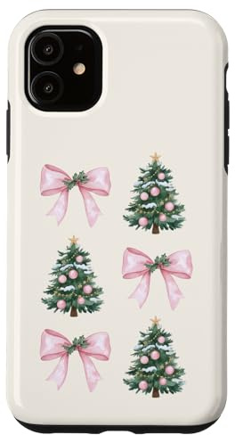 Pink Coquette Bows Christmas Tree Girly Aesthetic Case for iPhone 11