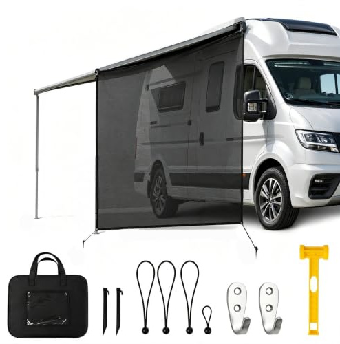 Zllzpzd Sonnenschutz Markise Wohnmobil,246x215cm Seitenwand Markise Auto | UV-Schutz, 75% Sichtschutz, Wetterfest, Schnelle Montage, Universal Wohnwagen Seitenteil Markise für Caravan Seitenwand