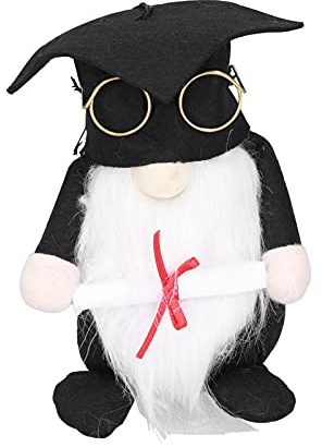 WIHFHGZ Graduierungs Wichtel Puppe Klein, Gesichtslose Figur Mit Bart, Filz Material, 13x10x10cm - Perfekte Abschluss Deko, Weiches Design, Geschenkidee Für Absolventen