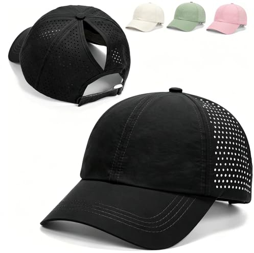 Kanzith Baseball Cap Damen Pferdeschwanz, Ponytail Kappe Schirmmütze | Schnell Trocknend, Atmungsaktive Mesh Sommerkappe mit verstellbarem Verschluss - perfekt für Running Fitness Tennis Outdoor