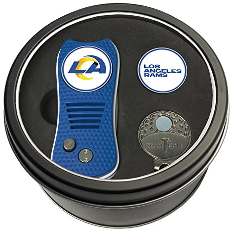 Team Golf NFL Los Angeles Rams Geschenkset Switchfix Divot Tool, Cap Clip & 2 doppelseitige Emaille-Kugelmarker, patentiertes Design, weniger Schäden an Grünen, Switchblade Mechanismus
