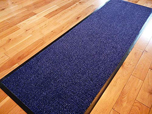 TrendMakers Dirt Stopper Carpet Runner Door Mats | 60cm x 120cm MIDNIGHT BLUE/Black | With PVC Rubber Back For Home Office Kitchen Mats | POLYPROPYLENE PILE