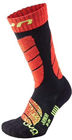 UYN Jungen Junior Skisocken, schwarz (Black/Red), 27/30
