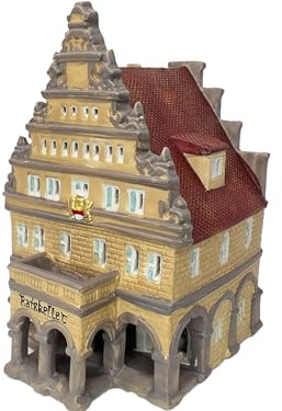 Ratskeller in Münster aus Porzellan – Windlicht Lichthaus Miniatur-Modell – B17 x T14 x H23 cm - detailgetreues Dekohaus für Weihnachtsdorf Miniaturwelt Winterdeko Sammlerobjekt Weihnachtsdekoration