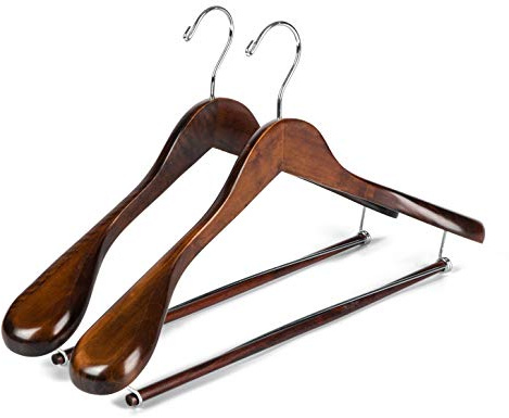 Quality Hangers Luxury Wooden Suit Hangers Wide Wood Hanger for Coats and Pants Retro Finish 17.5 inch Retro 2