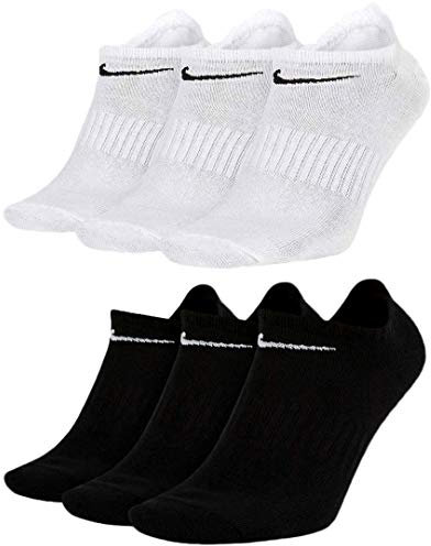Nike Socken 6 Paar Sneakersocken Füßlinge Socken SX7686,3 Paar Weiss 3 Paar Schwarz,38-42