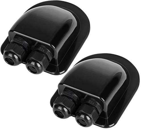 2 Pack of IP68 Waterproof Solar Cable Entry Gland by Restmo, Weather Resistant Dual Cable Entry Housing for Solar Panels of RV, Caravan, Marine, Boat, Cabin, Black