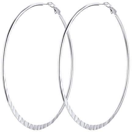 PROSTEEL 80mm große Runde Ohrringe für Damen Mädchen Edelstahl flache Creolen Hoop Ohrringe Hoop Earrings trendige Kreolen Schmuck Accessoire