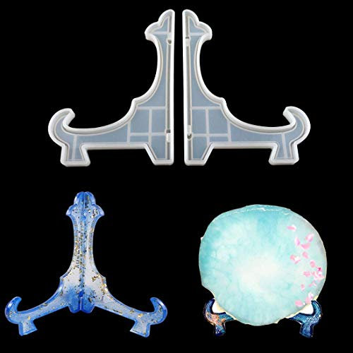 FineInno 2Pcs 10 Tellerständer Gießformen Easels Stand Holder Resin Molds Tellerhalter Epoxidharz Silikonform Harz für Bücher, Teller, DVD,Bild (Display Stand Mold)