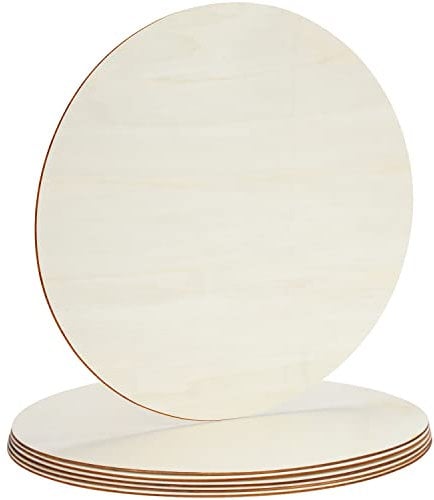 Belle Vous Naturbelassene Runde Holzscheiben (6 Stk) - 35,5 cm - Ausgeschnittene Holzscheiben zum Basteln, Malen und Brandmalerei - Holz Platten für Wohn-, Hochzeits- und Weihnachtsdeko & Türhänger