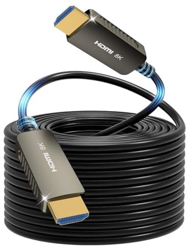 SOEYBAE Cable HDMI Fibra Óptica 15M HDMI 2.1 Ultra HD 8K Cable de Fibra HDMI 48Gbps de Alta Velocidad Soporte 8K@60Hz 4K@120Hz 3D DHR eARC