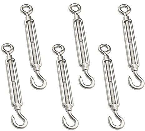 Oneroomone 6 pezzi tenditore M5, Tenditore in Acciaio Inossidabile, Tenditorein con Gancio e Occhiello, Accessori per la Regolazione Della Fune Metallica e Dello Stendibiancheria