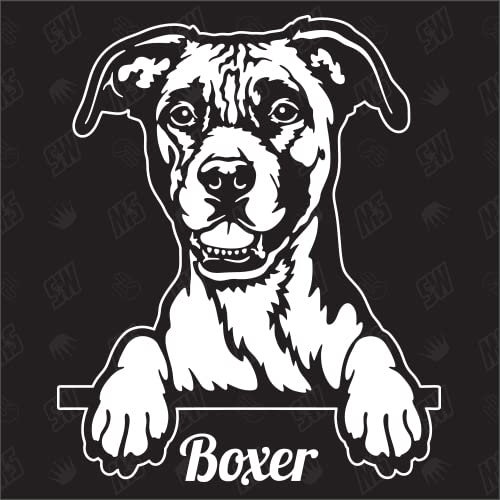 Boxer Version 1 - Sticker, Hundeaufkleber, Autoaufkleber, Hund, Auto, Hunderassen, Aufkleber, Mischling, Mix, Tiere, Haustier (AUCH MIT Wunschname MÖGLICH)