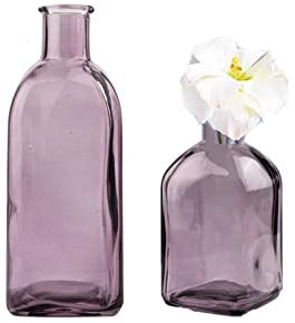 Clear Bud Vases 2 Sets Glass Colorful Small Vases for Flowers, Decorative Glass Bottles, Apothecary Jars, Mini Flower Vases for Wedding Centerpieces, Vintage Vase for Home Decor, Table Décor (Purple)